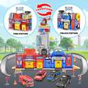 Kids Toys for 3 4 5 6 Years Old Boys, 29.5'' Large City Action Toddler Playset with Lights Sounds, Police & Fire Station Transform Track Toy with 4 Cars, Helicopter, Walkie-Talkie, Gifts for Boy Girl
