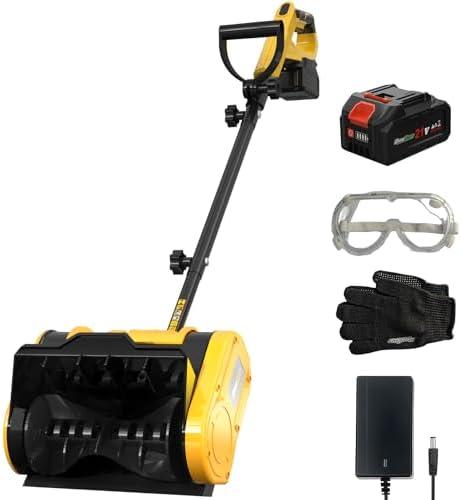 20V 12-Inch Cordless Snow Shovel, 4Ah Cordless Snow Blower, Battery Snow Blower with Directional Plate & Adjustable Front Handle (4Ah Battery & Quick Charger Included)