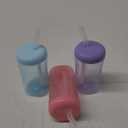 The First Years Squeeze & Sip Toddler Straw Cups - Squeezable Transition Sippy Cup with Silicone Straw - Toddler Feeding Supplies - Pink/Purple/Blue - 7 Oz - 3 Count - Ages 6 Months and Up