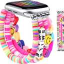 JR.DM Beaded Bracelet Compatible with Apple Watch 40mm 38mm 41mm 42mm Women Kids Girls Cute Fashion Preppy Stack Handmade Elastic Watch Strap for iWatch Series 11/10/9/8/7/SE/6/5/4/3/2/1 (Colorful)