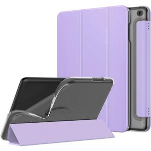 MoKo Case Fits All-New Kindle Fire HD 8 & 8 Plus Tablet (12th Generation-2024/2022 Release) 8", Soft TPU Frosted Colored Back Cover Multi-Angle Slim Smart Shell, Auto Wake/Sleep,Lilac