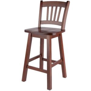 Winsome Fina Swivel Seat Counter Stool, 24In Height, Solid Wood, Walnut Finish