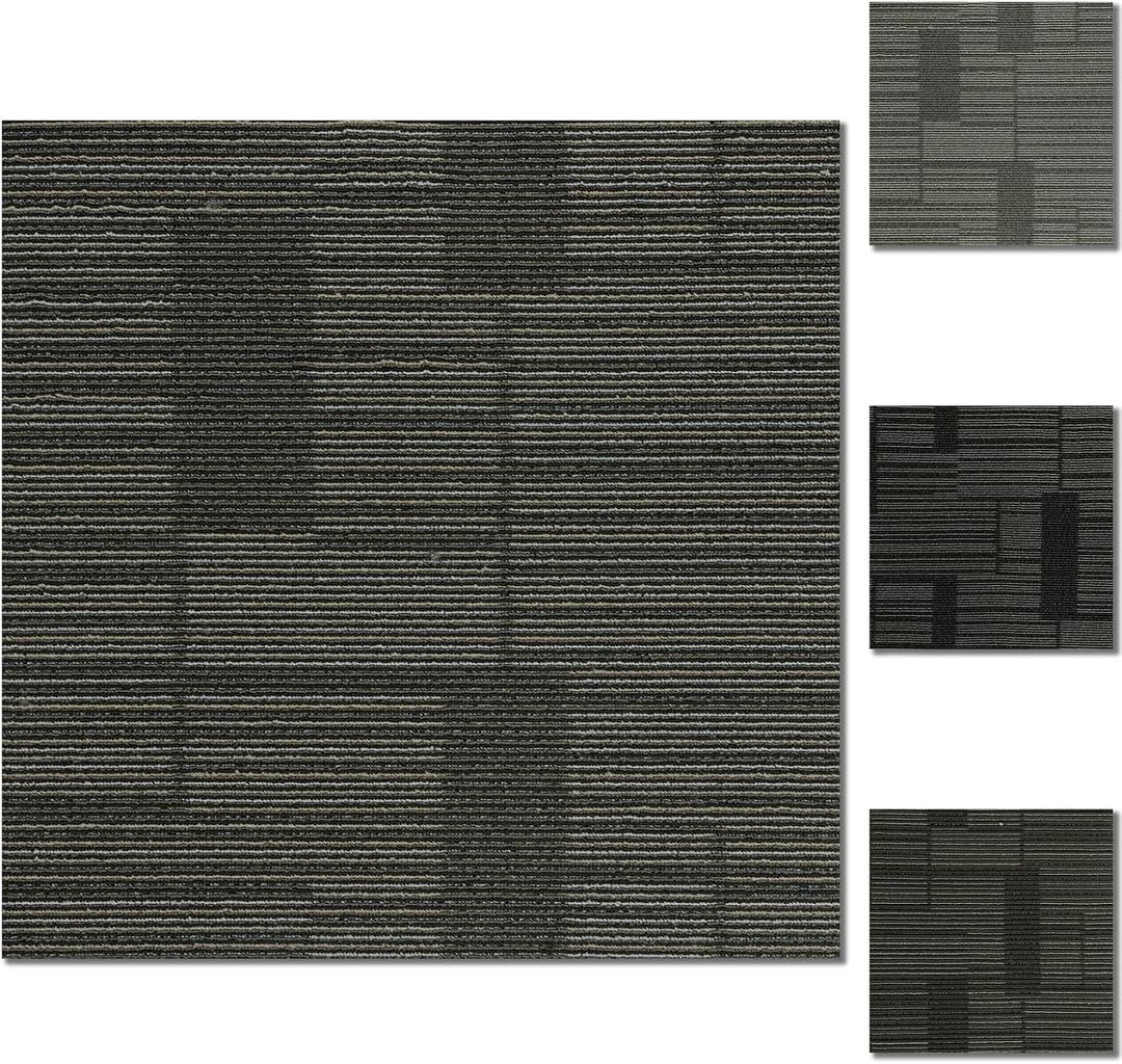 24" x 24" Self-Adhesive Carpet Tiles, 10 Pack Peel and Stick Carpet Squares for Indoor Flooring, Non-Slip Squares Carpet Floor Tile for Basement, Bedroom, Office, Easy DIY Installation