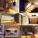 Sensky 19.7ft/6m Motion Activated LED Strip Light Kit Flexible LED Strip Motion Sensor for Bedroom, Gun Safe, Under Cabinet, Under Bed, Pantry, Kitchen, Stairway, Closet(Warm White 3000-3500K) (1 KIT upgrade with dimmer)