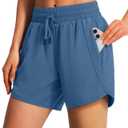 Ksmien Women's 5"/ 7" Athletic Running Shorts Quick Dry Lightweight Workout Gym Shorts with Zipper Pockets UPF 50+, XS