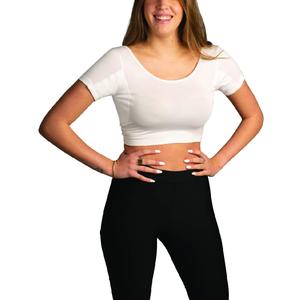 Womens Undershirts - Sweatproof Shirts Women with Underarm Sweat Pads - White (Medium)
