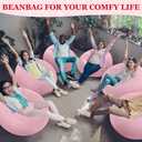 Realspring Inflatable Bean Bag Chairs Outdoor Blow up Camping Chairs Inflatable Lazy Sofa Folding Portable Bean Bag Loungers Couch for Movie Night(Light Pink,6 Pcs)