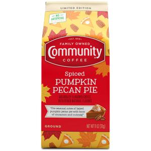 Community Coffee Spiced Pumpkin Pecan Pie Flavored Ground Coffee, Limited Edition, Medium Roast, 11 oz Bag (Pack of 1) (EXP 03/25/26)