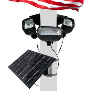 Solar Flag Pole Light for 15-40ft Flagpole, 5 Super-Spotlights | 12000 MAH, Adjustable Clamps Fits 2-6'' Diameter Inground Flag Poles Coverage, Light Up American Flag Outdoor from Dusk to Dawn (Black)