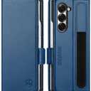 SHIELDON Wallet Case for Galaxy Z Fold 6 2024, Genuine Leather Flip Case, S Pen Holder, RFID Blocking Card Holder, Magnetic Closure, Kickstand Case Compatible with Galaxy Z Fold6 - Royal Blue