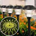 Beau Jardin 8 Pack Solar Pathway Lights Outdoor Solar Powered Lights Waterproof Glass High Lumen for Garden Landscape Path Yard Walkway Patio Driveway Outside Colored Color Changing White Black