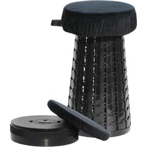 ALEVMOOM Upgraded 19.7" Collapsible Stool + 1.38" Thicker Cushion, Portable Telescoping Stool Foldable for Adults, 1000lbs Max Weight, Heavy Duty Portable Chair for Outdoor Travel&Camping (XX-Large, Deep Black)