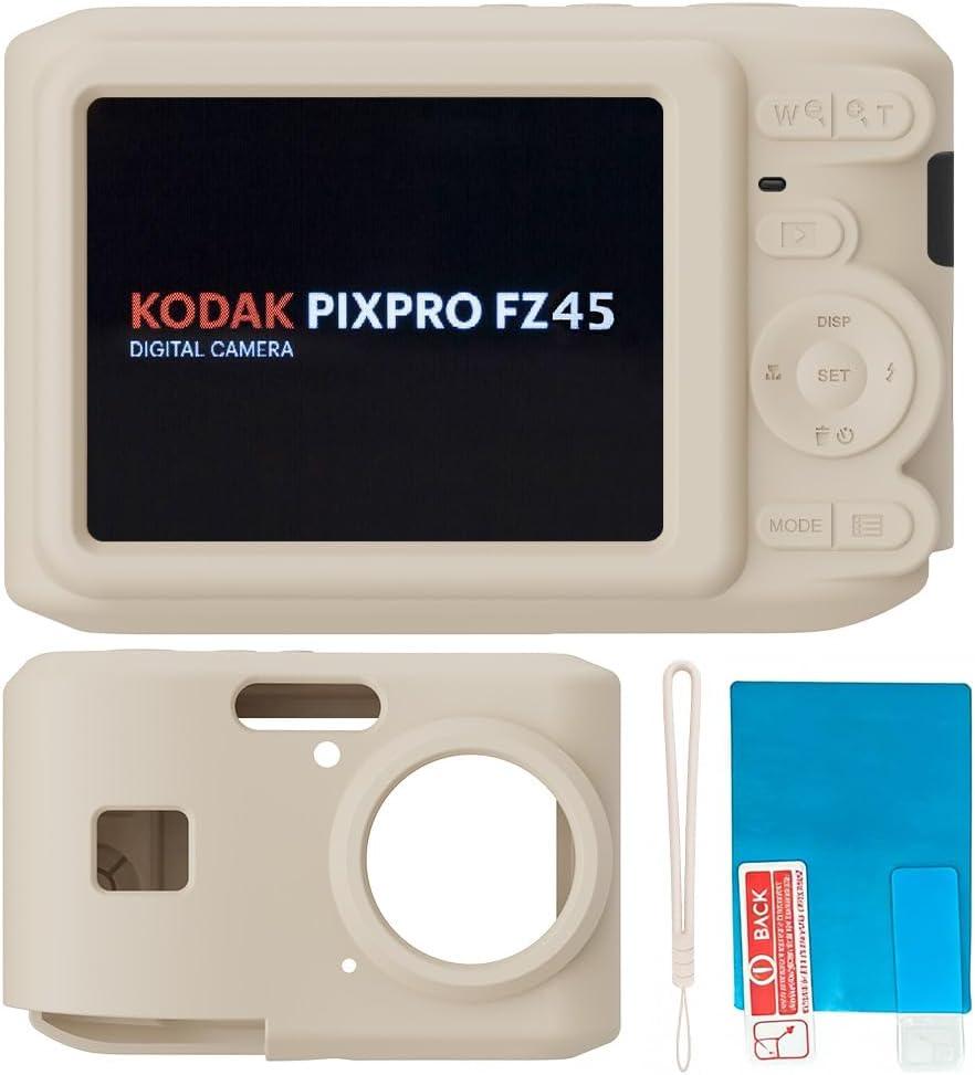 Silicone Case for Kodak PIXPRO FZ45 Digital Camera with Screen Protector and Lanyard for Kodak PIXPRO FZ45 Accessories - (Rice White)