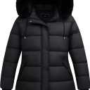 Women's Plus Size Down Coat| Waterproof, Windproof, Detachable Hood, Flannel Lined (4X, Black)