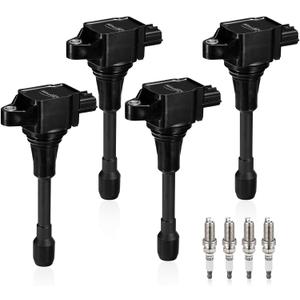 BDFHYK Ignition Coil Pack and Iridium Spark Plugs Compatible with Nissan 2007-2019 Altima Versa Sentra Rogue Cube NV200 UF549 9029, Sets of 4