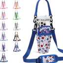DLOCCOLD Water Bottle Carrier Bag with Phone Pocket for 40 oz Tumbler, Water Bottle Holder with Adjustable Shoulder & Handheld Strap, Carrier Sling Bag for Water Bottle Walking Camping Travelling (Blue Star)
