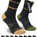 Men's Performance Athletic Socks with Arch Support & Compression Fit - Mid-Calf Workout Socks for Running, Gym, Everyday (8 pairs) (Green)
