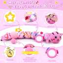 Baby Toys 0-6 6-12 Months, Stuffed Animal Infant Tummy Time Toys Sensory Toys with Crinkle Rattles Textures and Mirror Gifts for Newborn Boys Girls, Baby (Pink)