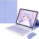 Galaxy Tab S10+ Plus/S9 FE+ Plus/Galaxy Tab S9+ Plus 12.4 Inch Case with Keyboard and Mouse, Detachable Magnetic Keyboard Case with S Pen Holder for Galaxy Tab S10 Plus/S9Plus/S9FE Plus (Purple)