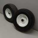 2 Pack, 13x5.00-6 Flat Free Lawn Mower Tire and Wheel, 13x5-6 Riding Lawnmower Tire with 3"-6" Centered Hub and 3/4" & 5/8" Bearings, Tractor Turf Tire Turf-Friendly, 2 Pack