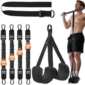 Pull Up Assistance Bands 50-350lbs, Heavy Duty Pull Up Workout Band with Feet Rest, Resistance Band for Pull Up Bar Bands, Pull Up Assist Band Strength Training Workout Equipment, Height Adjustable