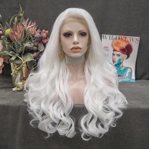 IMSTYLE White Lace Front Wigs Long Wavy Synthetic Wig for Women Natural Hairline Mera Cosplay Party Halloween Heat Resistant Hair 26 inch (Snow White)