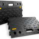 4" high 2-Piece Portable Automotive Curb Ramp, Heavy-Duty Plastic Threshold Ramp Track Interlocking Step Ramp Structure 6600 Lbs Load Capacity for Cars, Wheelchairs, Bikes, Motorcycles