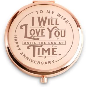 Wife Gifts from Husband, I Love You Personalized Compact Mirror, Basket Stuffers, Romantic Wife Present for Easter Mothers Day Birthday, Anniversary