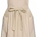 Apron for Women with Pockets Cotton Linen Metal Clip Adjust Kitchen Cooking Baking Gardening Dress Chef Apron