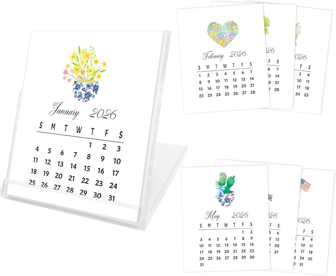3 x Desk Calendar 2026-2027, 18-Month School Year Calendar (January 2026 to June 2027), Small Monthly Desktop Calendar for Home Office Table Desk Decoration, Gifts for Friends Coworkers-04