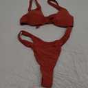 Bikini Sets for Women Plain Swimsuit V neck Rust Brown, Size S