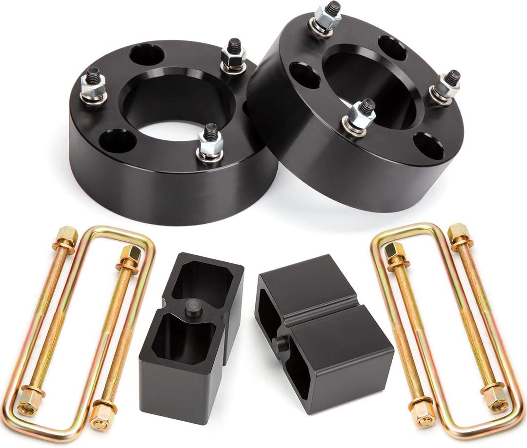 Dynofit 3" Front & 2" Rear Lift Kits for 2007-2024 Silverado 1500 Sierra 1500 (2WD/4WD), Full Suspension Leveling Kit with Front Strut Spacers and Block U-Bolt Set
