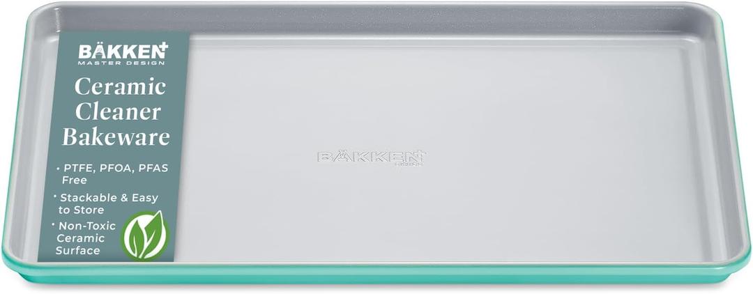 Premium Non-Stick Ceramic Baking Sheet Pan - Aluminized Steel with Ceramic Non-Stick Coating, PFOA & PFAS Free - Non-Toxic, Perfect for Baking, Roasting, and More - Medium Size (15.5" x 10") – Teal