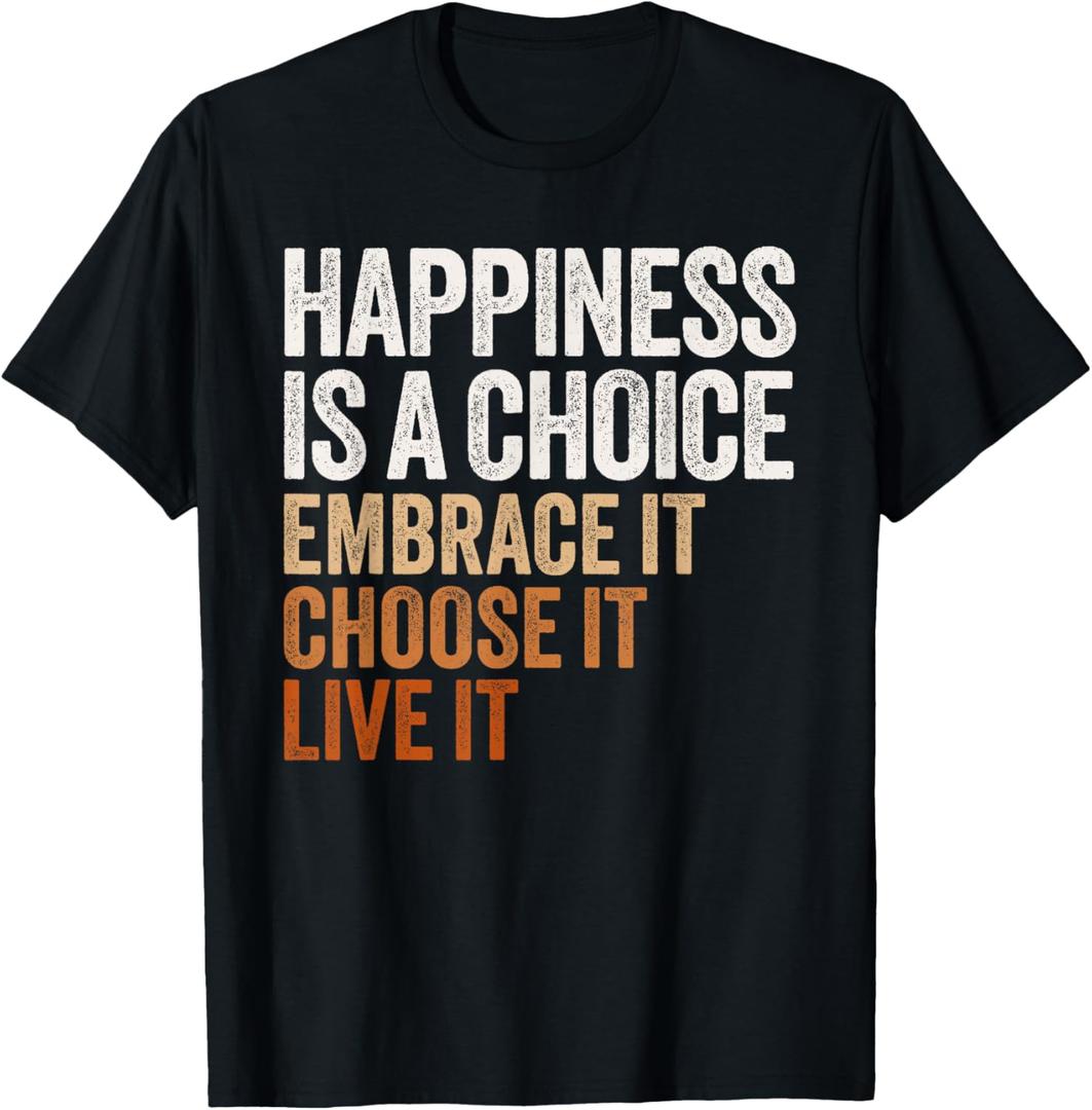 Positive Message Retro Happiness Vintage Motivational Quote T-Shirt Small