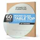 60" inch Round Tempered Glass Table Top - 1/4 inch Thickness & Flat Polished Edge - Clear Surface & Scratch Resistant - Ideal for Dining Room, Kitchen, Side, Office, Patio & Round Coffee Tables