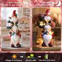twinbling Garden Gnome Statue with Solar Lights Garden Sculptures Funny Triple Gnome Outdoor Patio Lawn Yard Balcony Home Decor Birthday Gift for Mom Woman Grandma 12 in Summer Gnomes