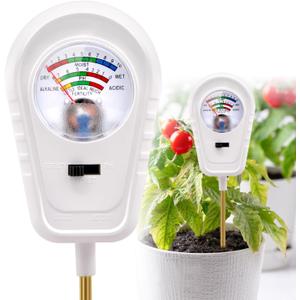 Soil Test Kit 3-in-1, Soil Moisture Meter, Soil PH Meter, Fertility Soil Tester, Soil Tester for Garden, Lawn, Farm, Outdoor & Indoor Use (Misty Dawn White)