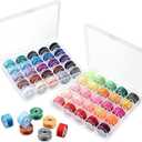 Outus Assorted Colors 50 Pieces Prewound Thread Bobbins with Bobbins Box for Compatible with Brother Sewing Machine Emergency and Travel, DIY and Home