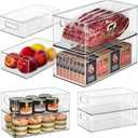 Hudgan 8 Pack Pantry Organizer and Storage, 2 Extra Large Stackable Freezer Organizer Bin, 3 Large Clear Storage Bin and 3 Medium Plastic Container for Home Edit, Kitchen Cabinet, Bathroom Shelf