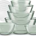 COOK WITH COLOR 12 Pc Glass Mixing Bowl Set with Lids  Borosilicate Glass Nesting Bowls for Cooking, Baking and Meal Prep, Colored Green