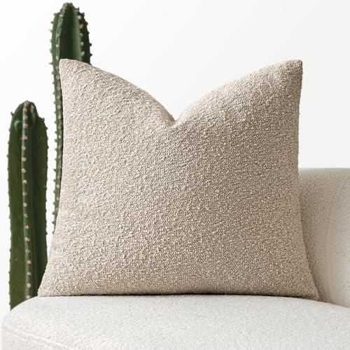 MIULEE Textured Boucle Throw Pillow Cover Neutral Accent Solid Eruo Sham Pillow Case Decorative Soft Pack of 1 Couch Cushion Chair Sofa Bedroom Livingroom Home Decor,24x24 Inch