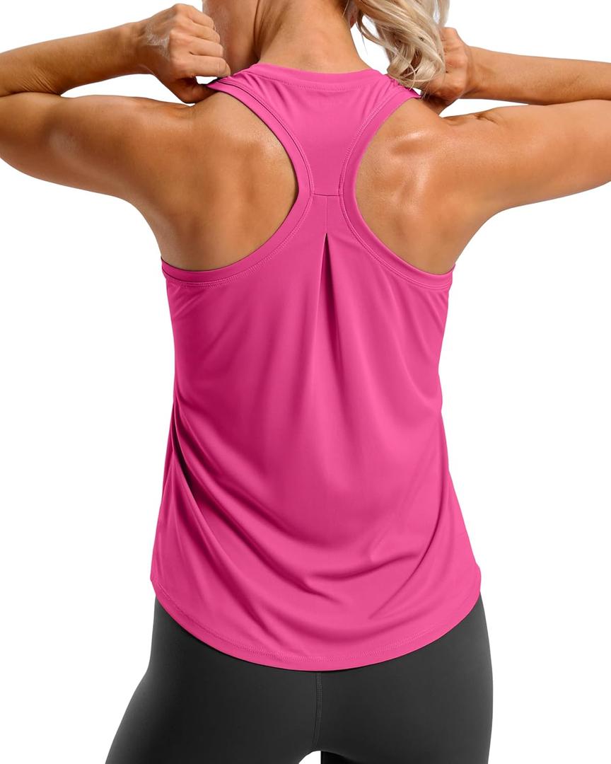 G Gradual Women's Workout Tank Tops Racerback Athletic Yoga Tops Loose Fit Sleeveless Running Gym Sports Shirts for Women(Magenta, M)