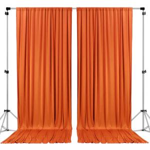 AK TRADING CO. 10 feet x 8 feet Polyester Backdrop Drapes Curtains Panels with Rod Pockets - Wedding Ceremony Party Home Window Decorations - Orange (DRAPE5X8-ORANGE) (Pack of 2)