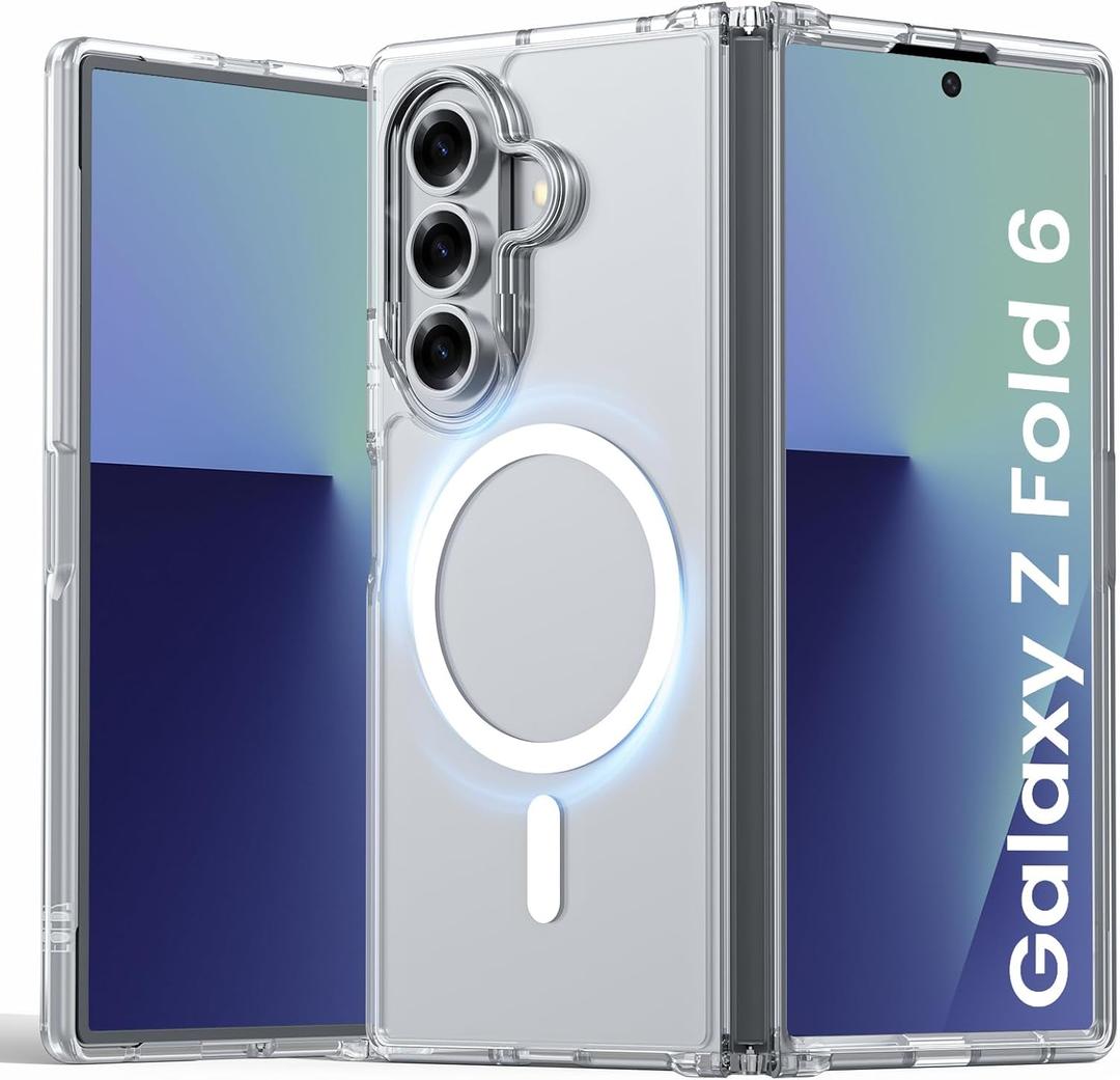Magnetic for Galaxy Z Fold 6 Case Clear, [Compatible with MagSafe] [No Screen Protector] [Anti-Yellowing] Military-Grade Protection Shockproof Slim Phone Case for Samsung Fold 6(Transparent)