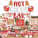 Hot Chocolate Bar Supplies, Red Christmas Hot Cocoa Bar Decor, Gingerbread Man Hot Cocoa Bar Banner Hot Chocolate Bar Sign Labels Cup Tags for Christmas Baby Shower Baby Its Cold Outside Decorations