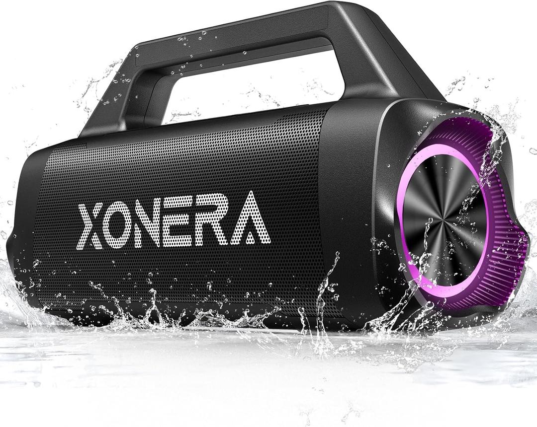 Speakers Bluetooth Wireless, 80W Peak Loud Outdoor Speaker with Bass, 20H Playtime, IPX6 Waterproof, TWSBT5.3, Portable for Camping Hiking Boating Pool Beach(Black)
