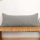 JoraLion 14x36 inch Boucle Lumbar Pillow Cover, Light Gray Woven Texture Neutral Long Pillow Cover Breathable Cushion Case for Couch Sofa Bed Living Room Home Decor (Cover Only)