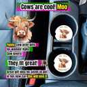 5 x Cow Car Coasters for Cup Holders - 2 Pack Cute Cow Print Car Accessories for Women, Funny Highland Cows Stuff Decor, Absorbent Ceramic Cup Holder Coaster for Car to Keep Clean, Country Western Gift
