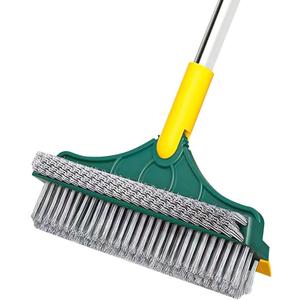 2-in-1 Floor Brush Scrubber with Long Handle Grouting Brush, new Upgraded Scraper, Hard Bristle Cleaning and scrubbing Brush with 120 ° Rotating Ceramic Tile Brush (Three in one Floor Brush)