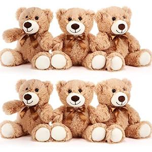 HyDren 5 Pcs Bear Stuffed Animal Plush Toys Soft Plush Dolls Bear Sleeping and Playing Toys for Baby Shower Decoration Boy(Long Plush,Light Brown)